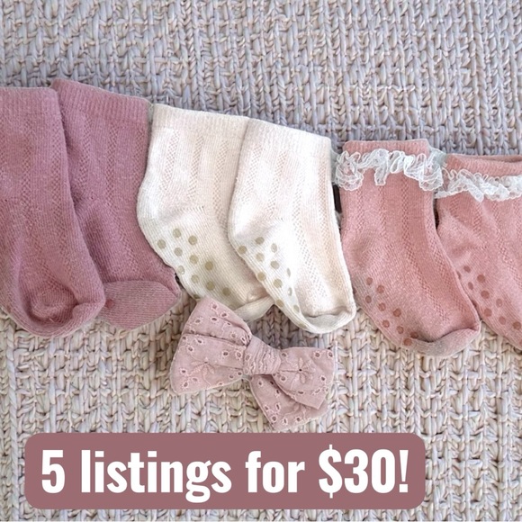 Rabbit Moon Organic Baby Girl Modern Boho Socks 3 Pairs & Bow 24 Months - Picture 15 of 15